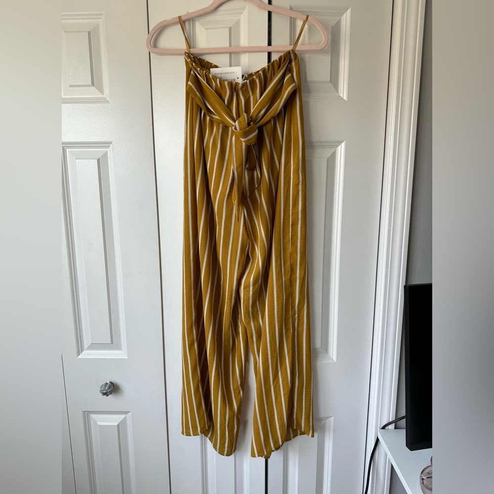 Yellow white striped pants